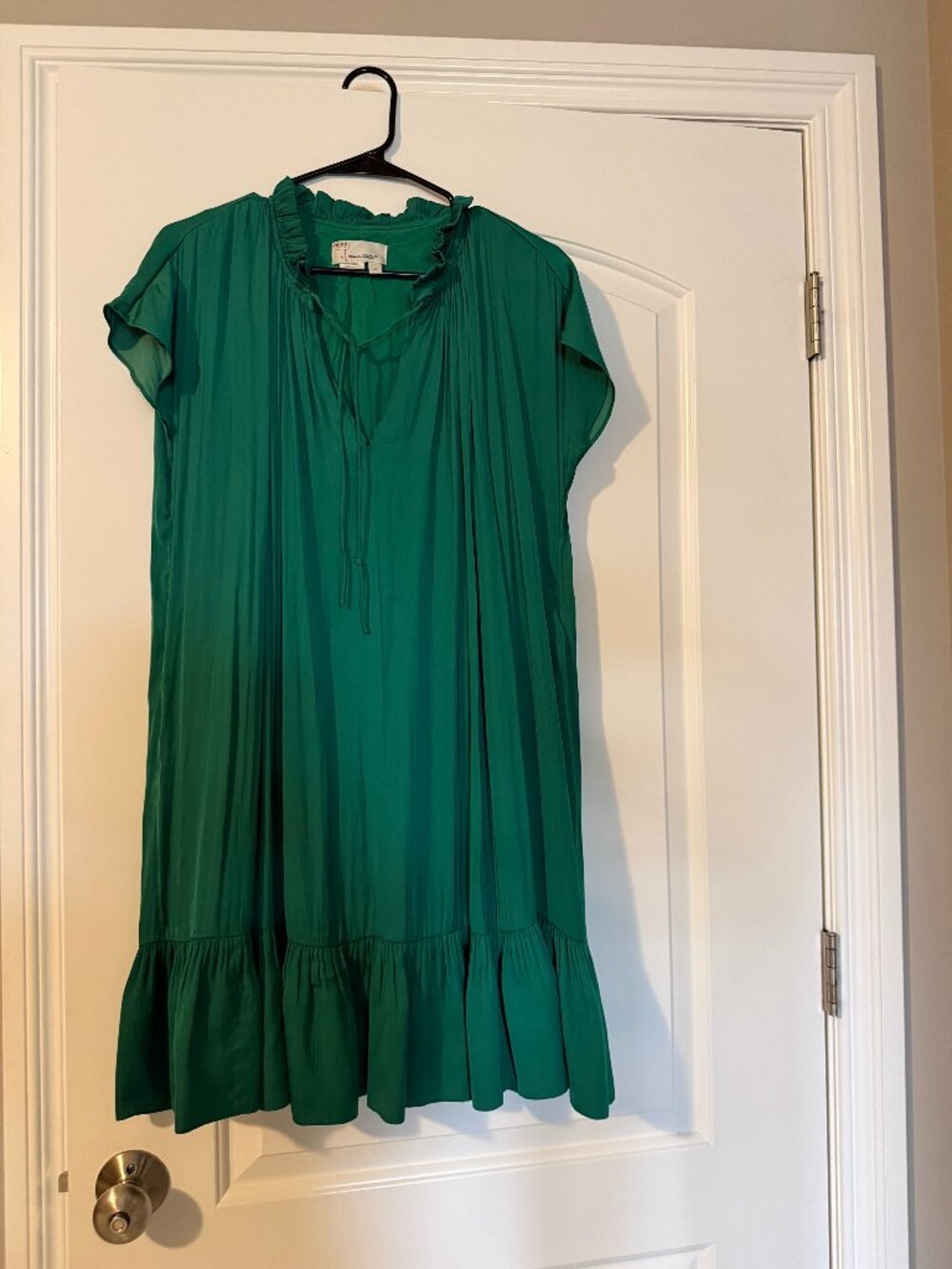Anthropologie Green Asymmetrical Pleated Tunic XS